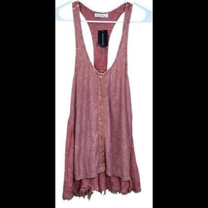 On‎ The Road Tank Top Women's Size XS Rose Waffle Knit Crochet Boho NWT